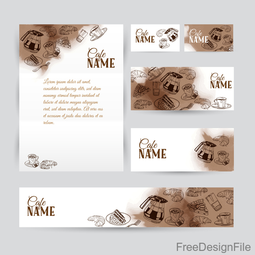 Coffee card with banners template vector 02
