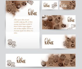Coffee card with banners template vector 03