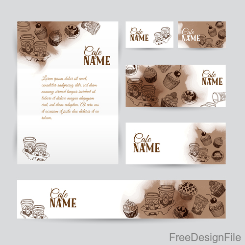 Coffee card with banners template vector 03