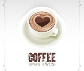 Coffee house background with heart shape vector