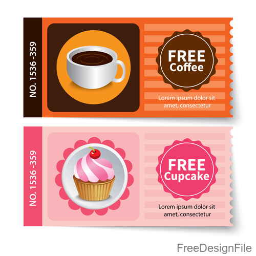 Coffee with cake coupon vector
