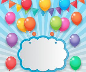 Color balloons with birthday card for you text vector