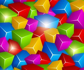 Colored 3D cube background vectors