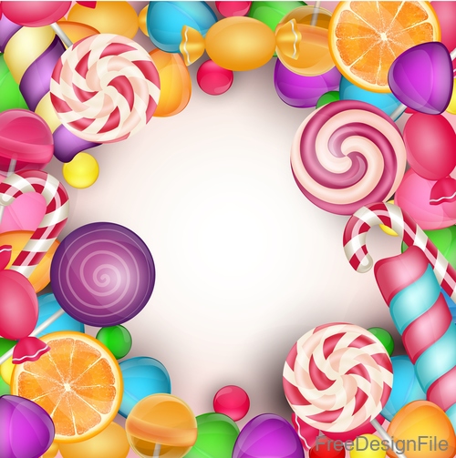 Colored candies frame vectors 01