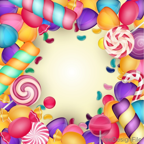 Colored candies frame vectors 02
