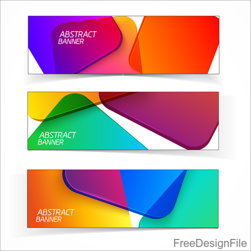 Colored glass with banners template vector