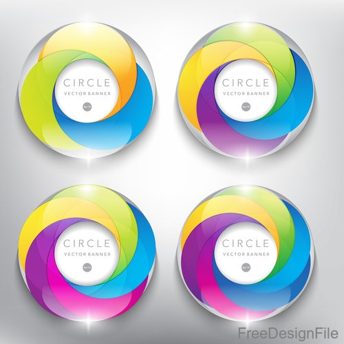 Colored glass with circle banners vector