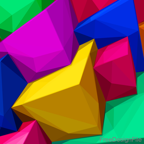 Colorful 3d tris group vector background 02