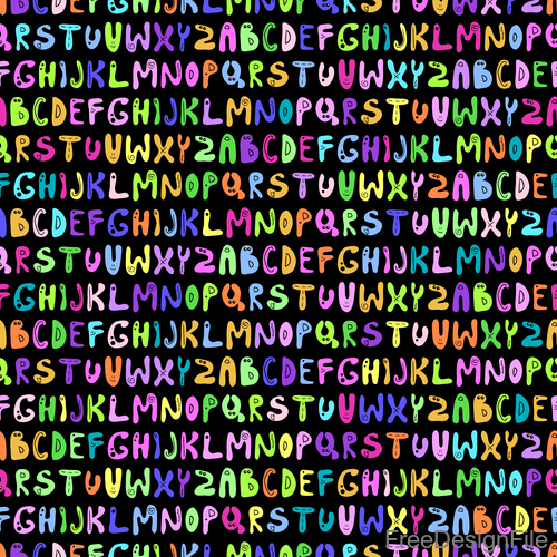 Colorful alphabet seamless pattern vector 01