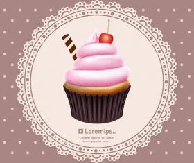 Cupcake with circle lace vector
