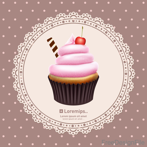 Cupcake with circle lace vector