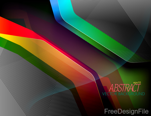 Curve colors shape with black background vector 01