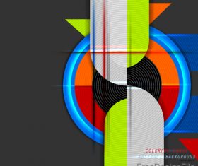 Curve colors shape with black background vector 04