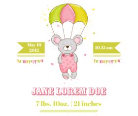 Cute baby card with cartoon mouse vector 01