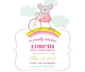 Cute baby card with cartoon mouse vector 04