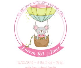 Cute baby card with cartoon mouse vector 05