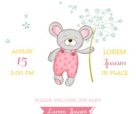 Cute baby card with cartoon mouse vector 07
