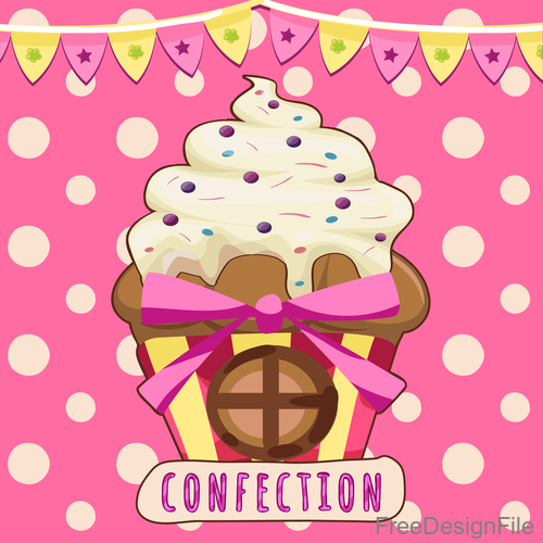 Cute cake background design vector