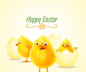 Cute chick with easter backgorund vector