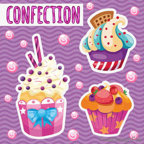 Cute cupcake vector design 02