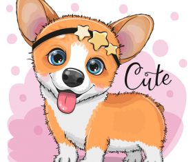 Cute dog with accessories stars vector