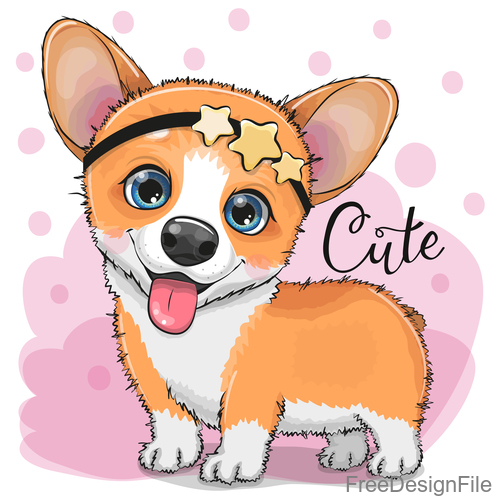 Cute dog with accessories stars vector