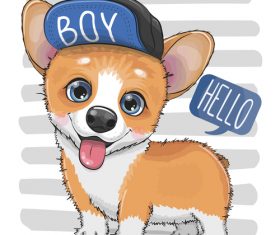 Cute dog with hat vector