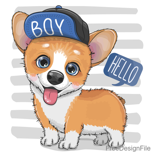 Cute dog with hat vector