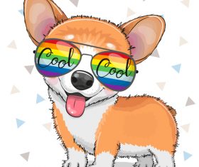 Cute dog with sunglasses vector