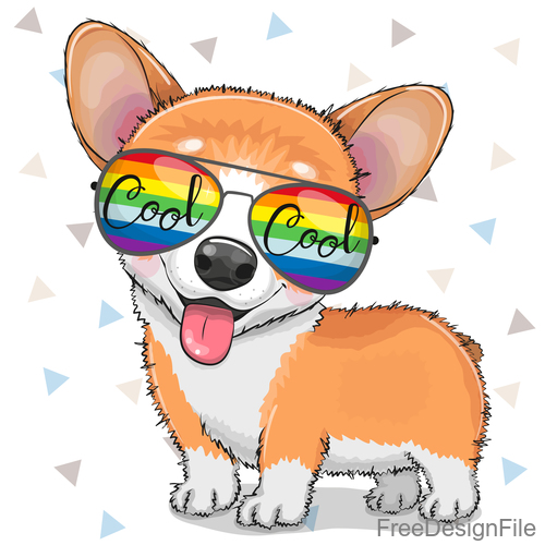 Cute dog with sunglasses vector free download