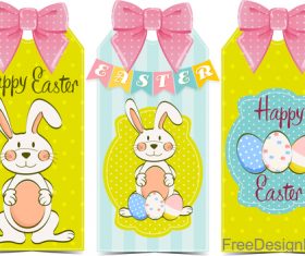 Cute easter card with pink bows vector