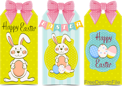 Cute easter card with pink bows vector