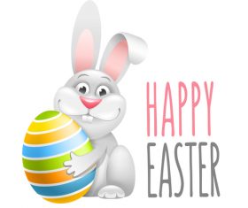 Cute rabbit with easter egg vectors