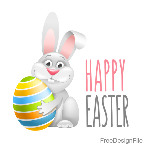 Cute rabbit with easter egg vectors