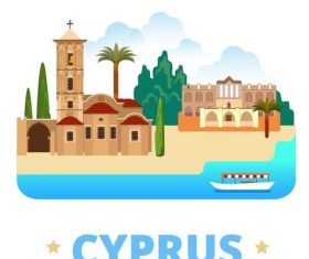 Cyprus travel elements design vector