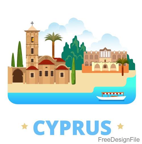 Cyprus travel elements design vector