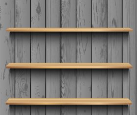 Dark wood wall background with shelf vector