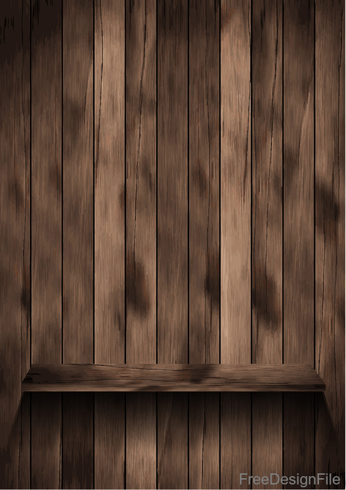 Dark wooden shelf vector design
