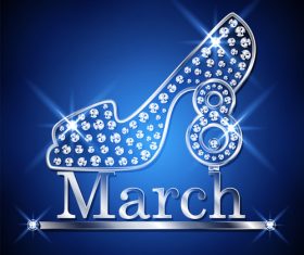 Diamond high heels with 8 March women day vector