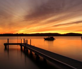 Dusk view of Lake Macquarie Carre Bay Stock Photo