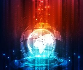 Earth with electric technology background vector 02