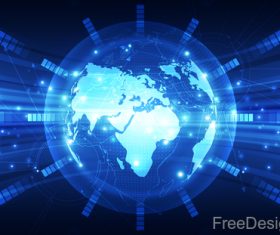 Earth with electric technology background vector 03