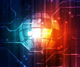 Earth with electric technology background vector 04