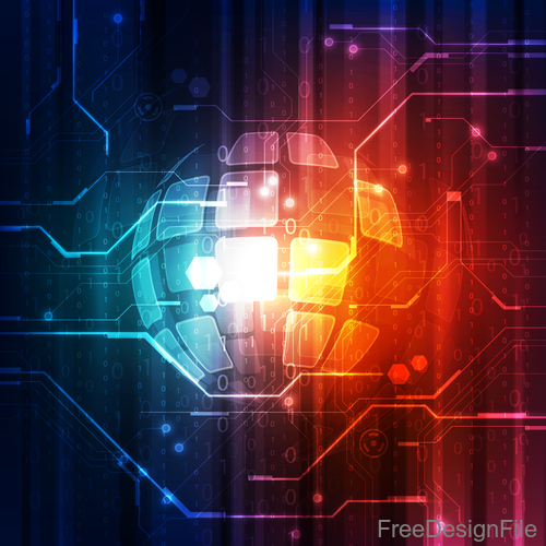 Earth with electric technology background vector 04