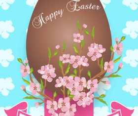 Easter background with brown egg vector 01