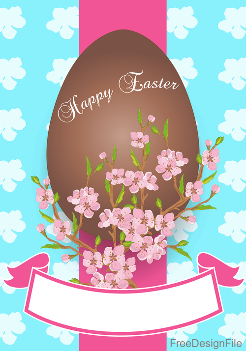Easter background with brown egg vector 01