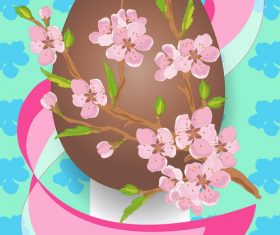 Easter background with brown egg vector 02
