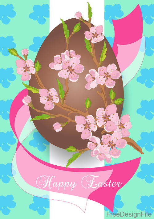 Easter background with brown egg vector 02