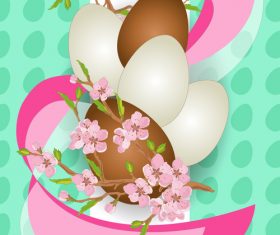 Easter background with brown egg vector 03