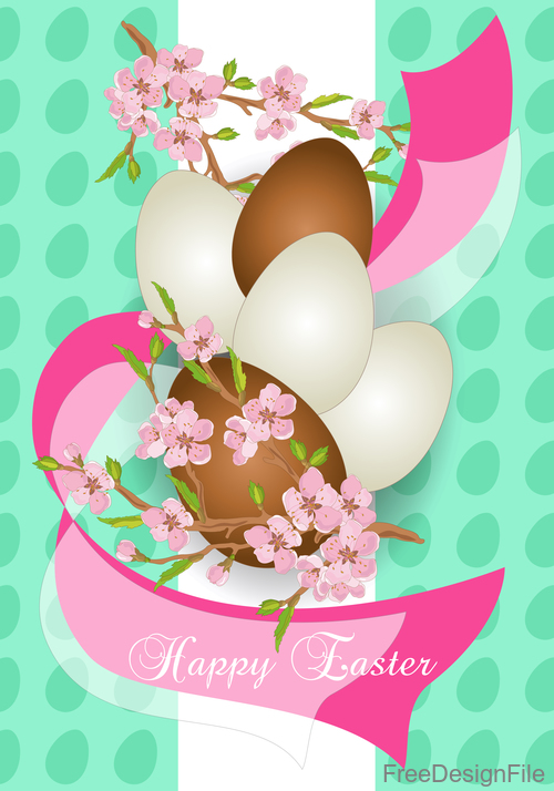 Easter background with brown egg vector 03